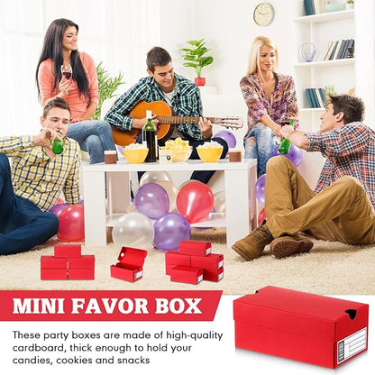 12 Sets Mini Shoe Gifts Boxes for Party Favors 6.1 x 3.9 x 2.5 Inches Sports Mini Sneaker Box with Editable Label for Candies Cookies Snacks(Red,6.1 x 3.9 x 2.5 Inches)