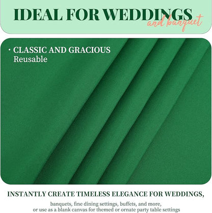 12 Pack 60 x 126 Inch Rectangle Tablecloth Green Polyester Tablecloth for 8 Ft Rectangle Tables, Washable Fabric Table Cloth for Wedding Dining Table Buffet Parties Camping