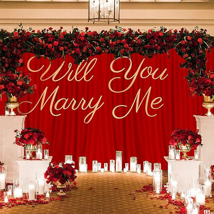 10ft x 7ft Red Backdrop Curtains for Party Valentine's Day Arch Stage Wedding Ceremony Curtains Fabric Photography Backdrop for Baby Showers Rod Pocket Home Decoration, 5ft x 7ft, 2 Panels