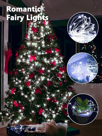 3 Pack Fairy Lights Battery Operated with Remote Control Timer, 26 FT 80 LED String Lights Outdoor Indoor, 8 Mode Twinkle Lights for Christmas Party Wedding Birthday Bedroom Décor (Cool White)