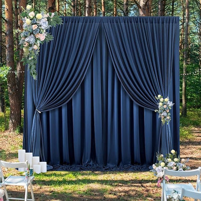 30 ft x 8 ft Navy Blue Backdrop Curtain Panels, 6 Panels 5 ft x 8 ft Wrinkle Free Polyester Photography Backdrop Drapes, Wedding Party Home Decoration Supplies