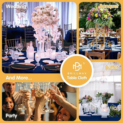 BRILLMAX 6 Pack Navy Blue Round Tablecloths 90 Inch - Circle Bulk Linen Polyester Fabric Washable Table Cloth Cover for Wedding Reception Banquet Birthday Party Buffet Restaurant