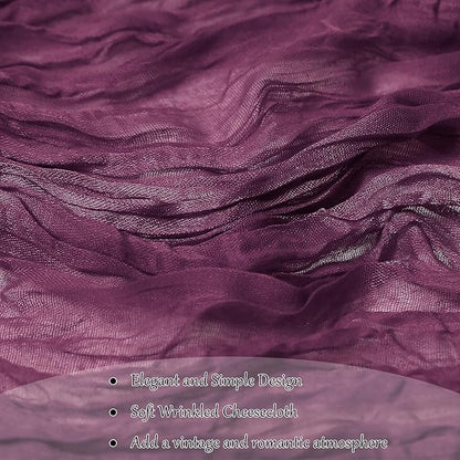 Cheesecloth Table Runner 10FT (35x120 Inch) - 10 Pack Dusty Purple Boho Gauze Fabric Cheese Cloth Table Runner Rustic Sheer Table Runners Cheesecloth for Wedding, Bridal Shower, Birthday Party Decor