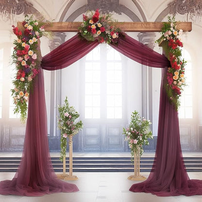 gogoparti Wedding Arch Draping Fabric Burgundy Arch Drapes Sheer Backdrop Curtain for Ceremony Parties Photo Booths Weddings Decor 19Ft Length x 28" Width 1 Panel