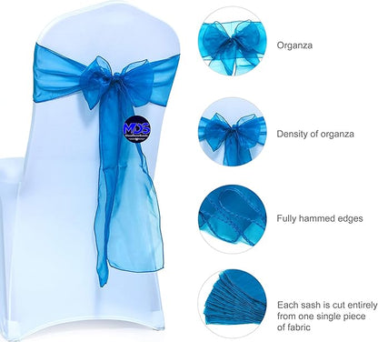 MDS Pack of 50 PCS Organza Chair Sashes Wider Dining Chair Bows Ribbon Tie Back for Wedding Party Birthday Bridal Shower Reception Event Banquet Home Chair Cover Decoration - Dark Teal