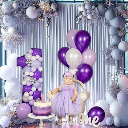 10 x 7 Feet Purple Gray Backdrop Curtain for Partie, Background Curtains for Photoshoot, Birthday, Wedding, Halloween, Thanksgiving, Christmas Day, New Year Party Decorations 5Ft x 7Ft, 2 Panels