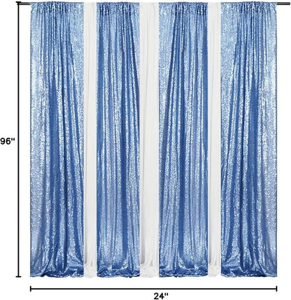 Poise3EHome Baby Blue Sequin Backdrop Curtain,2pcs 2FTx8FT Glitter Panels for Birthday Party Baby Shower Wedding Christmas Thanksgiving Holiday Festival Decor