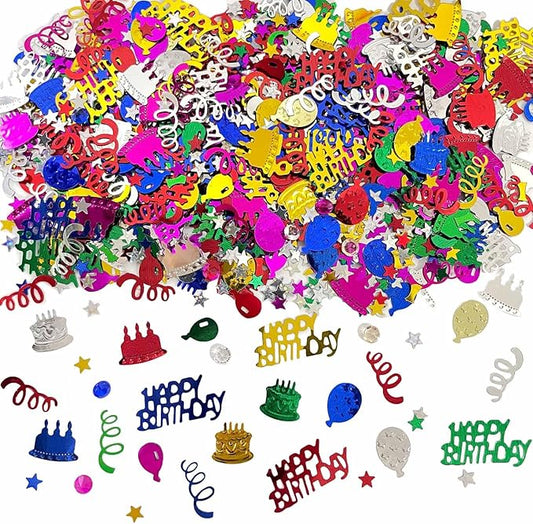 Multicolor Happy Birthday Confetti, Birthday Party Confetti Metallic Foil Sprinkles Decorations for Kids Adult Party Baby Shower Decor, DIY Arts and Crafting