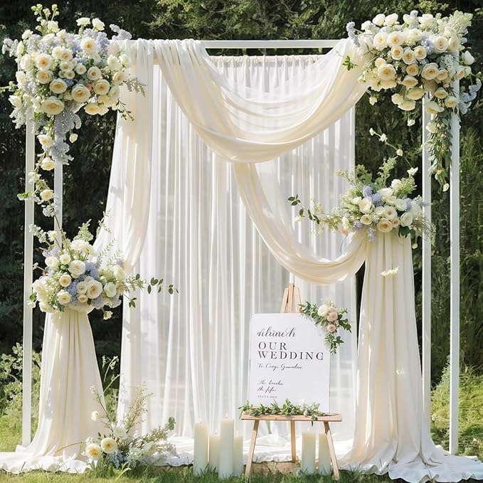 MDS Halloween Chiffon Draping Fabric - 1 Panel, 30" Wide x 50ft Long - Sheer Spooky Arbor & Canopy Drapery for Haunted House Backdrops, Party Ceilings, DIY Costumes & Themed Events - Ivory