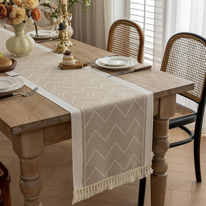 Table Runners 107 Inches,Waterproof Boho Table Runner with Tassel Fringe,Table Runner for Party Coffee Table