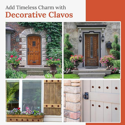 10 Pack 2" Round Head Iron Clavos Decorative Nails – Sealed Rusted – Handmade Rustic Round Fasteners for Farmhouse Shutters, Faux Wood Beams, Barn Doors, Shutters, Gates – Ornamental Wood Accent