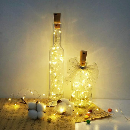 20 LED Wine Bottle Lights with Cork, 15 Pack Battery Operated Cork Shape Fairy Light Waterproof Mini Copper Silver Wire String Lights for Party, Wedding, Christmas, Bedroom Decor (Warm White)
