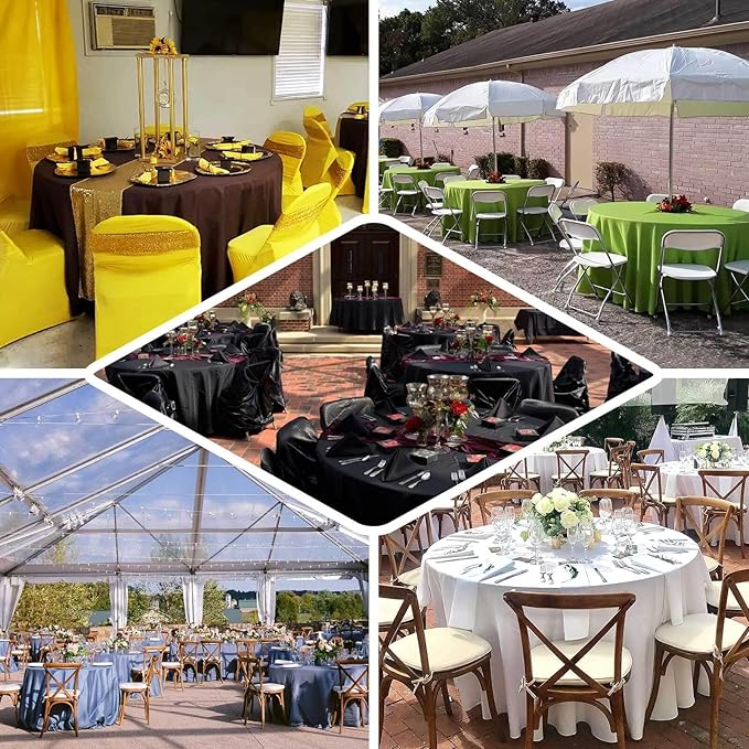 Efavormart Round Tablecloth, 120 Inch Stain & Wrinkle Resistant Washable Table Cloth, Decorative Polyester Fabric Table Cover for Banquet, Wedding, Dining - Champagne