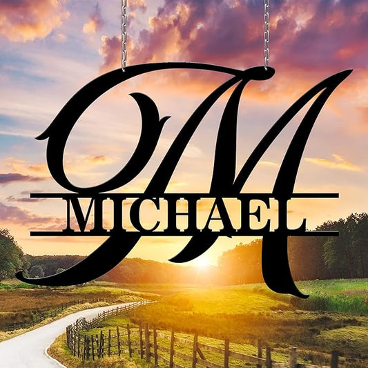 Custom Signs Outdoor Metal, Personalized Name Sign, Family Last Name Sign Home Decor, Initial Monogram Wall Metal Art, Customized Christmas Housewarming Wedding Gifts