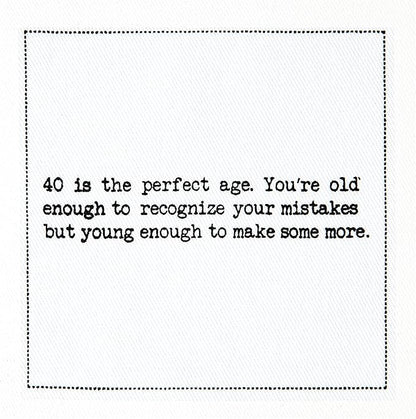 Five Star Napkins 40th Birthday Quotes White Cotton Cocktail Napkins, Beverage Napkins, Bar Napkins, Cloth Napkins, Party Napkins, Events, Holidays, Weddings, Birthdays, Disposable, 4.5" x 4.5"- (50x)