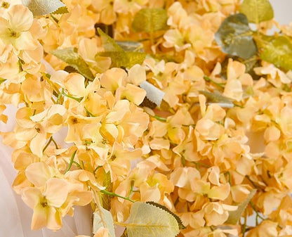 Flower Garland, Artificial Hydrangea Vine Flowers, Hanging Fake Hydrangeas Vine for Room Anniversary Wedding Birthday Christmas Wall Arch Decor, 2 Pcs, Floral Garland, Champagne Flower
