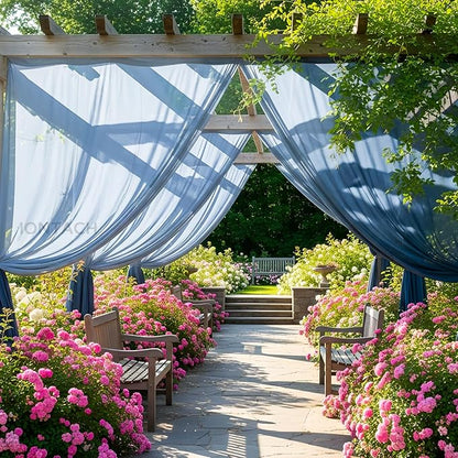 Wedding Arch Draping Fabric 29" x 19Ft Sheer Drapes for Backdrop Wedding Ceremony Reception Ceiling Decor Curtain Baby Bridal Shower Decoration (Dusty Blue, 2 Panels)