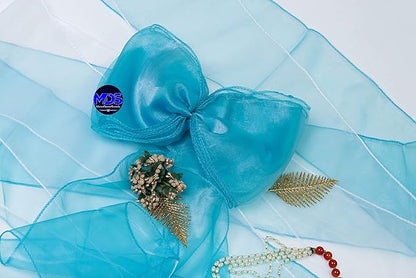 MDS Pack of 10 PCS Organza Chair Sashes Wider Dining Chair Bows Ribbon Tie Back for Wedding Party Birthday Bridal Shower Reception Event Banquet Home Chair Cover Decoration - Light Teal