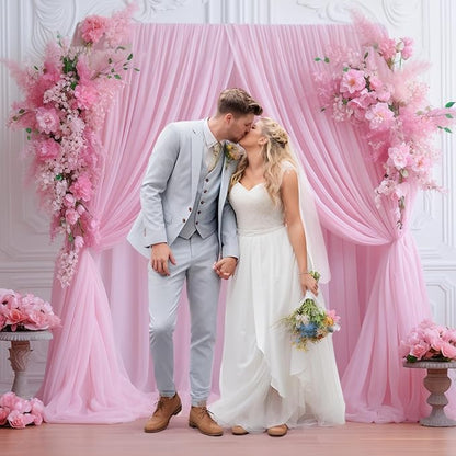 20ft X 10ft Baby Pink Tulle Backdrop Curtain for Parites, Sheer Photo Backdrop Curtains Fabric Drapes for Wedding Ceremony Arch Party Stage Decorations