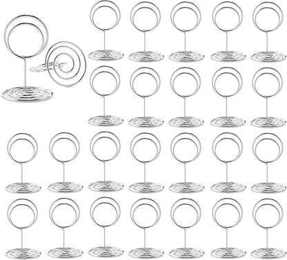 26Pcs Place Card Holder, Table Number Holders, Wire Picture Holder, Small Size Table Card Holders, Photo Holder for Centerpieces, Wedding Reception, Party, Birthday (Silver)