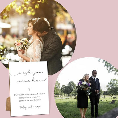 Wish You Were Here, Wedding Memorial Sign, 8x11 White Minimalist Style Memorial Table Sign for Wedding, Wedding Decorations, Wedding Table Decor, Memorial Gifts For Loss of Loved One -1