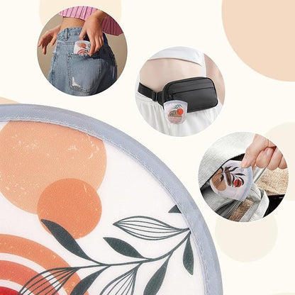 4Pcs Bohemian Round Foldable Hand Fan Japanese Foldable Fan Style Handheld Compact Cooling Fans,Round Folding Fan for Outdoor Games,Xmas Decoration,Festival,Party Favors,Travel,Events