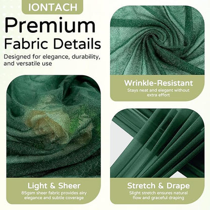 Wedding Arch Draping Fabric 29" x 19Ft Sheer Drapes for Backdrop Wedding Ceremony Reception Ceiling Decor Curtain Baby Bridal Shower Decoration (Hunter Green, 1 Panel)