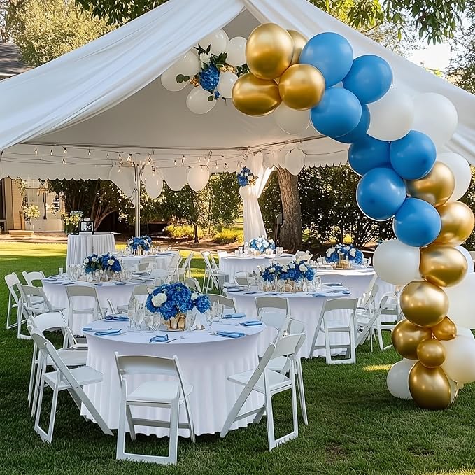 4 pk White Round Spandex Tablecloth for 60in Tables, Wrinkle Free Stretchy 120inch Fitted 5FT Table Cloths Round Table Covers with Skirt for Wedding Party Dining Banquet Events