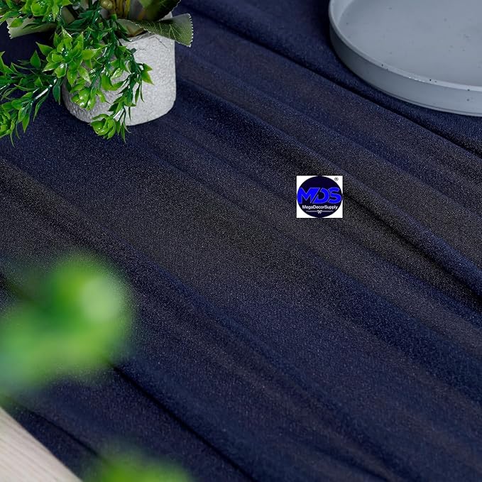 MDS Halloween Chiffon Table Runner - 10 Pack, 29 x 120 Inches, 10ft Each - Sheer Spooky Table Runners for Haunted House Parties, Trick-or-Treat Tables, Witchy Décor, Wedding & Events - Navy Blue