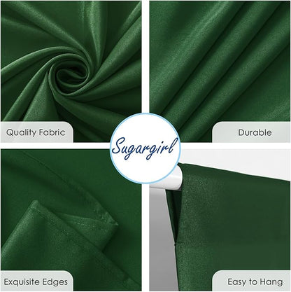 Sugargirl 10x10FT Green Backdrop Curtains Polyester Photo Backdrop Drapes Curtains 2 Panels with Rod Pockets for Party Birthday Wedding Photography Home Decoration