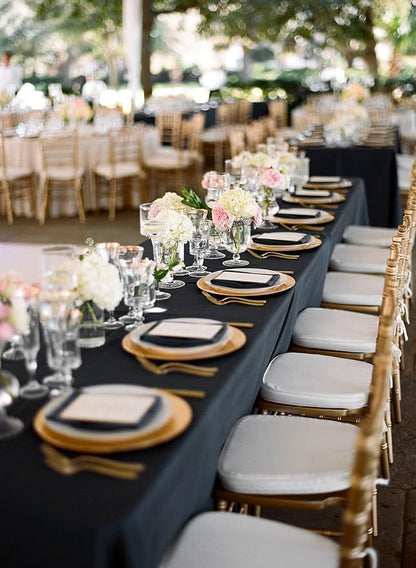12 Pack Polyester Tablecloth 90 x 156 Inch Black Tablecloth for 8 Ft Rectangle Tables,Washable Fabric Table Covers Polyester Table Clothes for Wedding Parties Banque