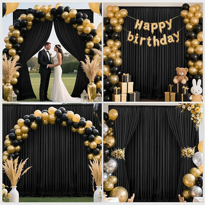 20x10ft Backdrop Curtains for Parties, 4 Panels 5x10ft Photography Backdrop Curtain with Rod Pocket,Backdrop Polyester Background Drapes,Wedding Backdrop Drapes for Birthday Baby Shower Home Decor