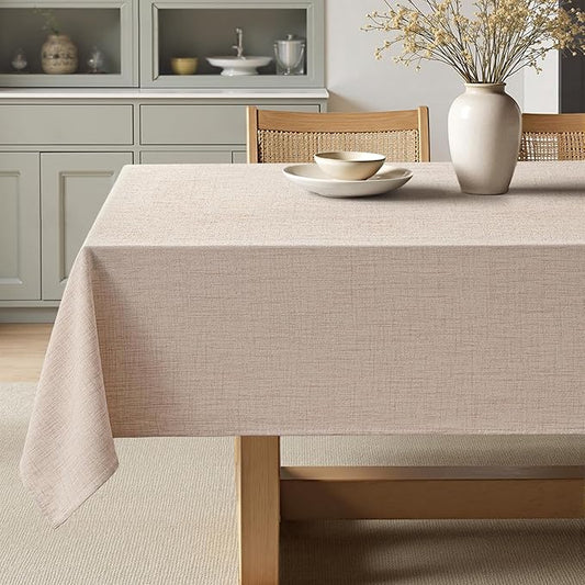 MIULEE Natural Linen Tablecloth 60x84 Inch Rectangle Table Cloth Waterproof,Stain Resistant & Wrinkle Resistant for Dining Party Wedding