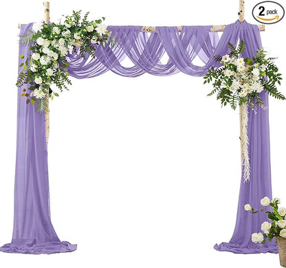 VACVELT Wedding Arch Draping Fabric, Lilac Chiffon, 2 Panels Sheer Drapes, 30 Inch x 20ft Chiffon Backdrop Curtain, Outdoor Sheer Drapery for Ceremony Party Ceiling
