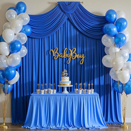 30ft x 10ft Wrinkle Free Royal Blue Backdrop Curtain for Party, Polyester Royal Blue Photo Backdrop Drapes 6 Panels 5x10ft for Birthday Photography Background Weddings Baby Shower Party