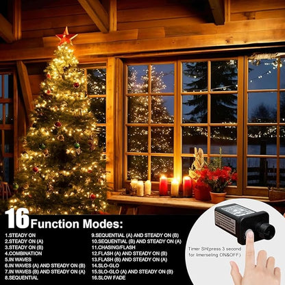 LAMPHOME 33ft Christmas Decorative Mini Lights, 100 LED Transparent Wire Fairy Starry String Lights Plug in, 11 Lighting Modes, for Indoor Outdoor Xmas Tree Wedding Party Decoration (Warm White)