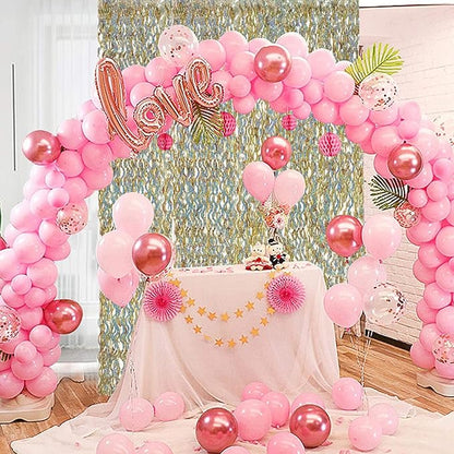 4 Pack Champagne Gold Fringe Curtain Backdrop - CYLMFC 3.3 ft x 6.6 ft Shimmer Wavy Foil Curtain for Birthday Party, Yellow Fringe Backdrop Streamers Party Decorations