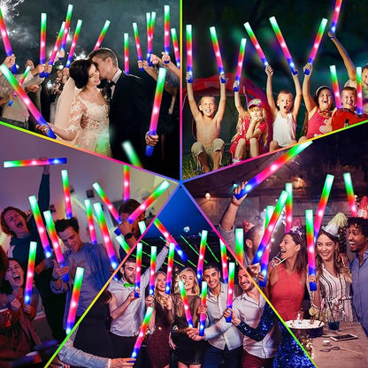 124 PCS Glow Sticks, Foam Glow Sticks, Foam Light up Sticks with 3 Modes Colorful Flashing, Glow In The Dark Party Supplies, Glow Sticks Bulk Party Pack, Foam Glow Sticks Bulk for Party, Raves