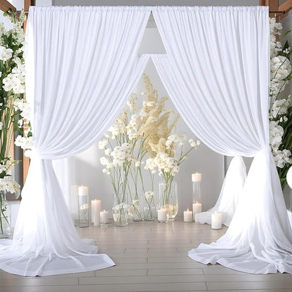 50ft x 10ft Thick Ivory Backdrop Curtains for Parties, 10 Panels 5ft x 10ft Non See Through Ivory Polyester Wedding Drapes Photo Backdrop for Birthday Party Graudation Photography Home Decor