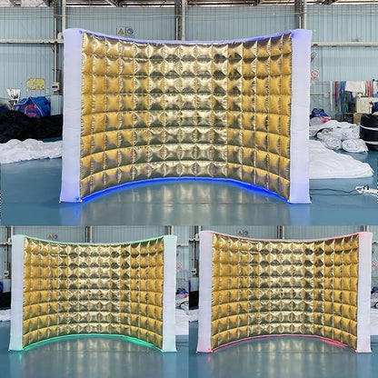 SAYOK Inflatable Photo Booth Wall (Gold, 119' 'x 59''x 91'') Selfie Booth Backdrop, Photo Booth Enclosure Inflatable Photo Shoot Background Golden Wall for Wedding Party Exhibition Event