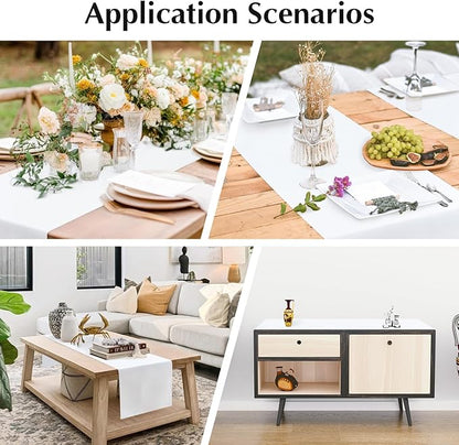 2 Pack White Long Table Runner 12 x 108 Inch Solid Color Farmhouse Runners Coffee Table Dresser for Daily Party Home Decoration