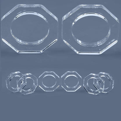 Acrylic Napkin Rings Set of 8 - Octagon Transparent Design for Christmas, Thanksgiving, Holiday Table Decor - Durable Crystal Napkin Holders for Dinner Parties & Everyday Use (Opaque) - CLEENTABLE