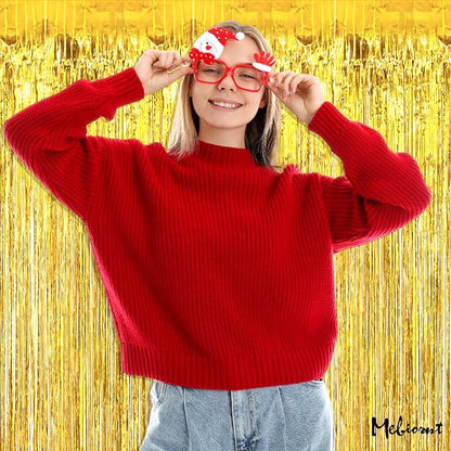 4 Pack Gold Fringe Curtain Backdrop, 3.2Ft x 6.6Ft Metallic Tinsel Foil Fringe Streamers Background for Photo Booth Birthday Wedding Baby Shower Carnival Easter Mother’s Day Party Decorations