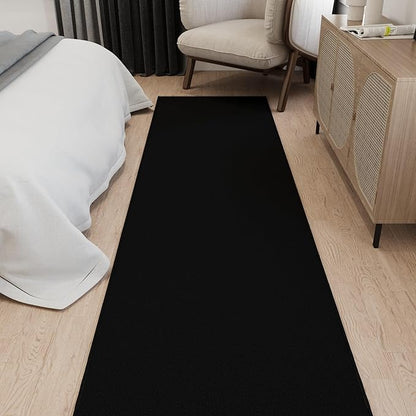 Ottomanson 3x20 Non Slip Extra Long Hallway Runner Rug with Rubber Backing - Solid Modern Kitchen Rug for Bedroom or Living Room, Black, 2'7" x 20'