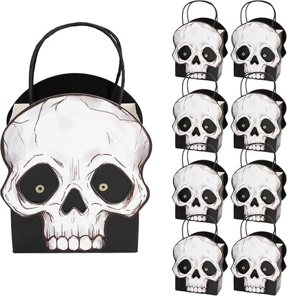 Cheerland Halloween Skull Gift Bag Party Favor Bags Party Decorations Halloween Trick or Treat Goodie Bags Skeleton Birthday Decor Gothic Spooky Gift Candy Kids First Monster Bash Decorations