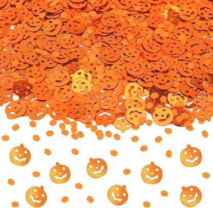 MARFOREVER Halloween Pumpkin Confetti Table Decorations, Orange Pumpkin Scatter Confetti Party Table Decor Mixed Size Pumpkin Sprinkles for Fall Halloween Party Supplies