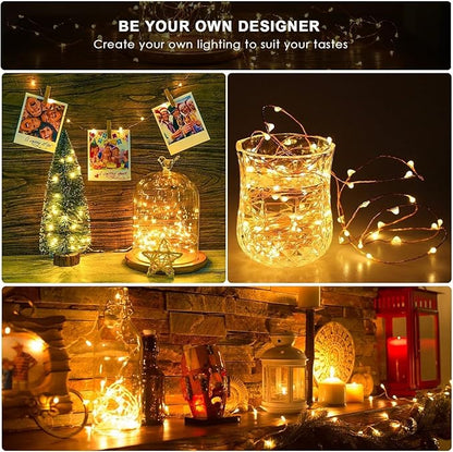 ANJAYLIA Fairy Lights, 2 Pack String Lights Battery Operated 33ft 100 LED Twinkle Lights for Wedding, Party, Christmas, Warm White