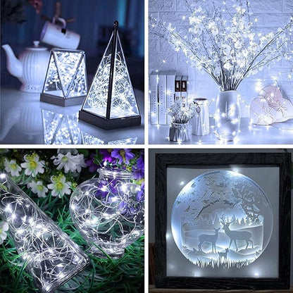20 Pack Fairy Lights Battery Operated 7ft 20 LED Mini Fairy String Lights Waterproof Copper Wire Firefly Starry Lights for Wedding Party Mason Jars Christmas Decorations, Cool White