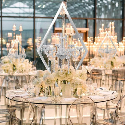European Wedding Romantic Candlestick 45 "Table top Candlestick Metal Candlestick Table for Wedding Party Activities in The Center of The Room (Silver, 4PCS)