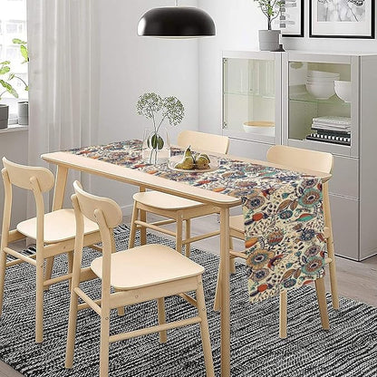 Boho Floral Table Runner,Vintage Flowers Tropical Plants Country Style Table Cloth Kitchen Dining Table Home Party Decoration 13x90 Inch